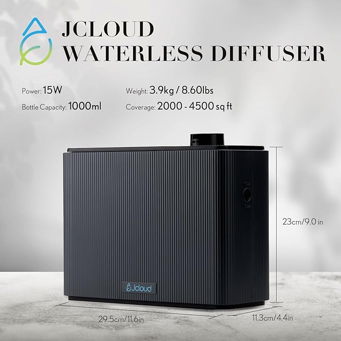JCLOUD Smart Scent Air Machine 1000ML, Hotel Scent Diffuser Cover Up to 4500 Sq. Ft., Waterless Cold Air Diffuser for Home, Aromatherapy Diffuser for Essential Oils Large Room, Dimgray
