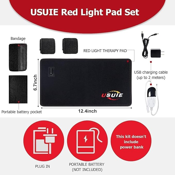 USUIE Red Light Therapy Belt for Body, Infrared Light Therapy Device, LED Flexible Wearable Wrap, with Timer for Back Shoulder Waist Muscle Pain Relief Gift for Woman and Man