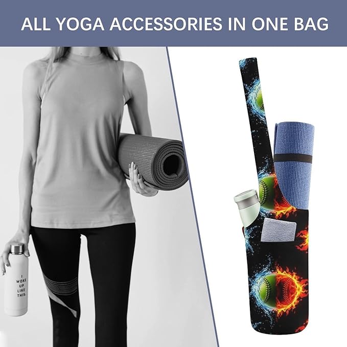 Aiyoolee Yoga Mat Carrier Portable Single Shoulder Strap Bag with Pocket for Gym Yoga Workout Travel