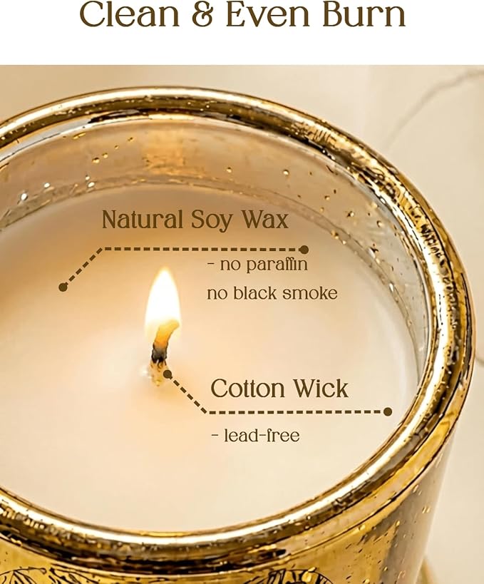 Organic Lily Sandalwood Scented Candle - Non Toxic Soy Wax, Aromatherapy Stress Relief, Meditation, Luxury Room Decor, Christmas Gifts for Women Men, House Fragrance with 16 Hours Burn Time(2.82oz)