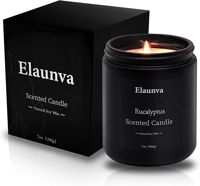 Eucalyptus Scented Candle,7oz(200g),Natural Soy Wax,Aromatherapy Candles,Home Decorations,Romantic Present,Stress Relief and Relax Gift for Men and Women，Christmas, （Eucalyptus