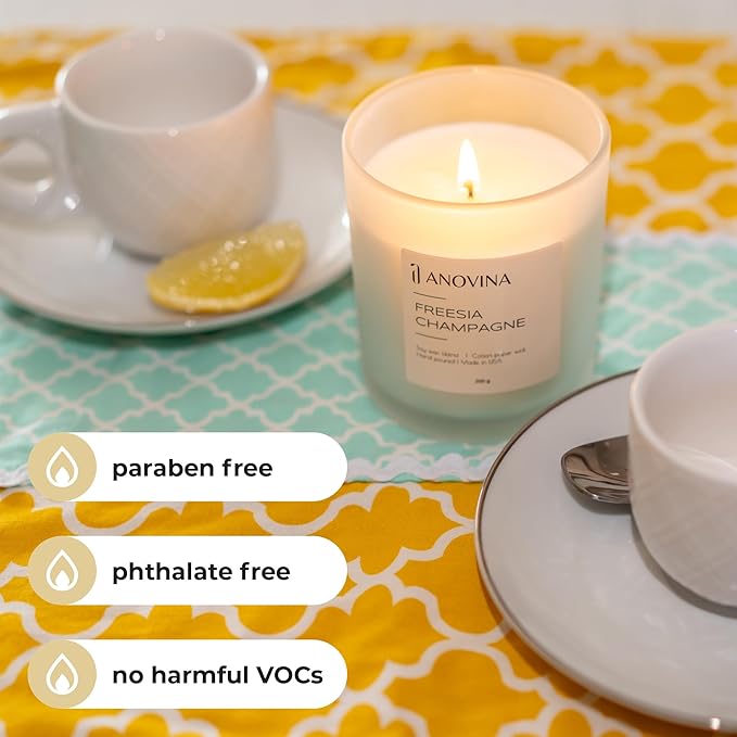 Champagne Toast Candle Gift – Luxury Freesia & Champagne Scent – Scented Candles for Women – Aromatherapy Candle Gift Box – Made in USA – Brown Glass Jar