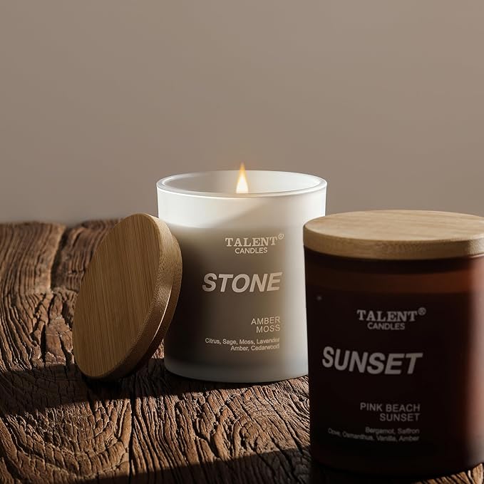 Candles for Home Scented, Natural Soy Wax, Scented Candle Stress Relief and Relaxation, Amber Moss, Medium Jar, Ideal for Home and Bedroom Decor
