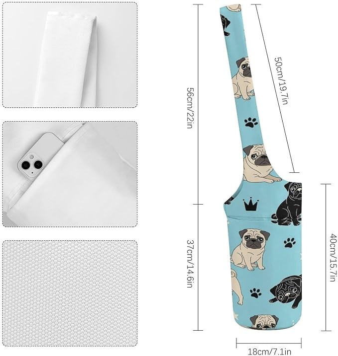 Meaudiwes Large Yoga Mat Bag with Long Strap for Women Yoga Accessories Sports Storage Bags Exercise Mats Tote Sling Carrier Bag