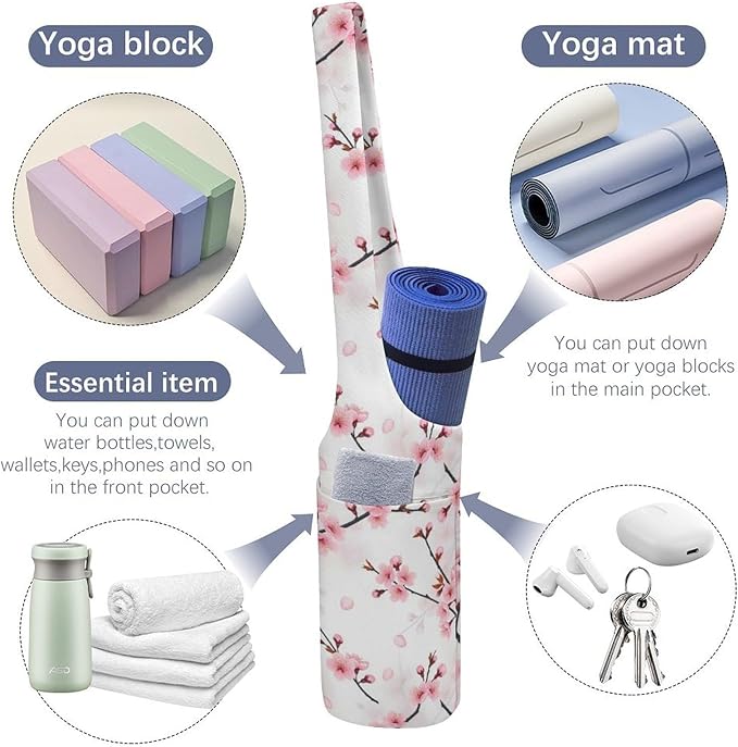 Meaudiwes Large Yoga Mat Bag Fit Most Size for Ladies Yoga Mats Carrier Bags Multi-Functional Exercise Mat Holder Storage Bag