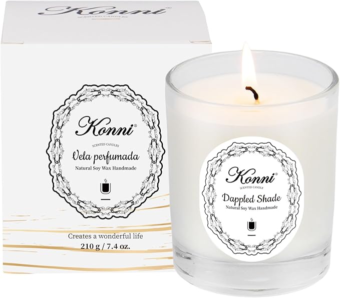 KONNI Scented Candles,Jar Candle,Aromatherapy Candle, Soy Wax Candles,7.4oz,40H Burn Time, Candle Gift for Women & Men Christmas Birthday Mom Best Friends（Dappled Shade）