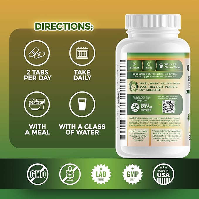 GreeNatr Ginko Biloba & Panax Ginseng Supplement - Red Ginseng Brain Supplement for Memory and Focus - Ginkgo Biloba Supplements for Good Vision, Immune System and Improved Blood Flow - 3 Bottles