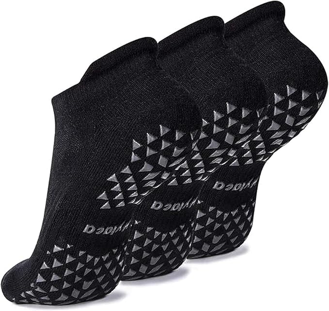 Hylaea Unisex Non Slip Socks with Grip for Yoga, Hospital, Pilates, Barre | Ankle, Cushioned