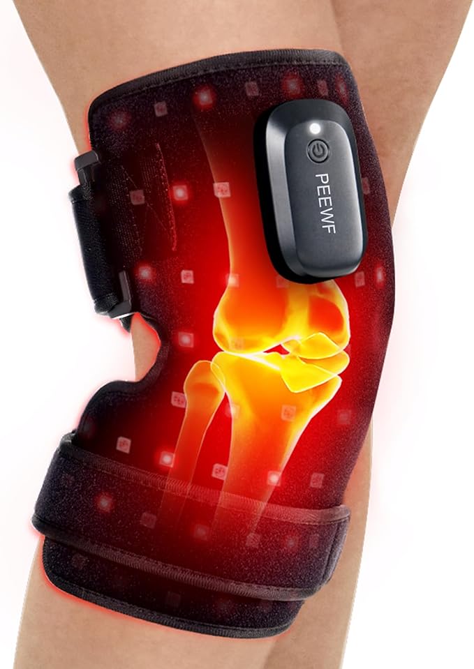 Wireless Red Light Therapy Knee Pad – 660nm Red & 850nm Infrared with Built-in Heating Wire, Heated Pain Relief for Arthritis, Joint & Muscle Pain, Adjustable Fit for Home & Seniors