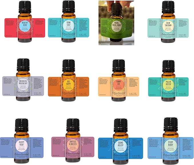 Edens Garden OK for Kids Essential Oils 12 Set – 100% Pure Therapeutic Grade, Natural Aromatherapy Scents for DIY Slime, Diffusers & Home – No Fragrance Oil Scents, Undiluted & Gentle, 10 ml/ 12 Pack