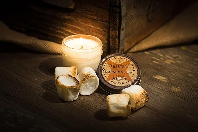 Roasted Marshmallow Scented Soy Aromatherapy Candle, Candles for Home Scented Variety, Use in Bath for Stress Relief and Relaxation, Ideal Gifts for Women 4 Oz w/Candle Jar