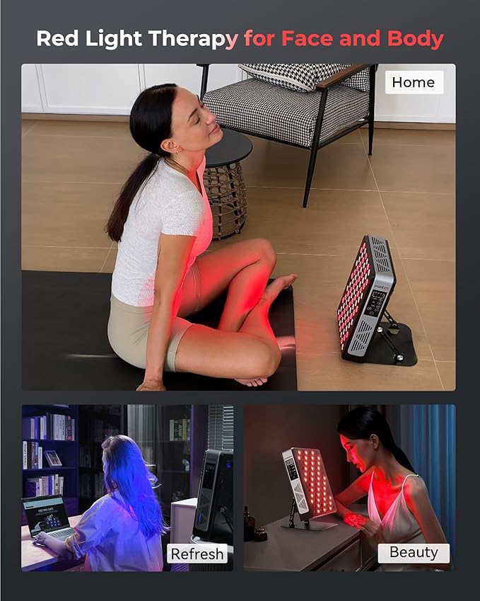 Red Light Therapy Panel with 7 Wavements - 78 LEDs 3+4 Chips Red and Near Infrared Light Therapy Devices for Body and Face, Adjustable Brightness, Red Light Therapy for Home Office & Gym