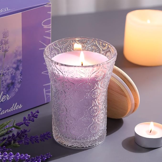 Lavender Scented Candle, Galentines Valentines Mother's Day Soy Jars Candles Gift for Women,8 OZ Aromatherapy Purple Candles for Home Decor