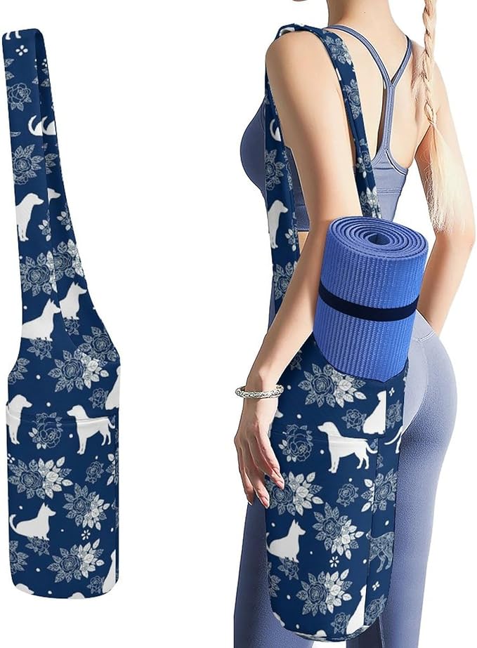 Meaudiwes Stylish Yoga Mat Bag for Women Exercise Mat Holder with Shoulder Strap Yoga Mats Totes Sports Storage Bag