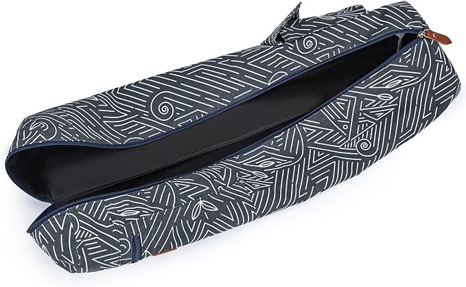 ELENTURE Canvas Yoga Mat Bag with Adjustable Strap & Pockets, Full-Zip Travel Gym Tote for Women & Men, Fits 1/4" & 1/3" Thick Mats, Lightweight Carrier for Yoga, Workout, Outdoor Use