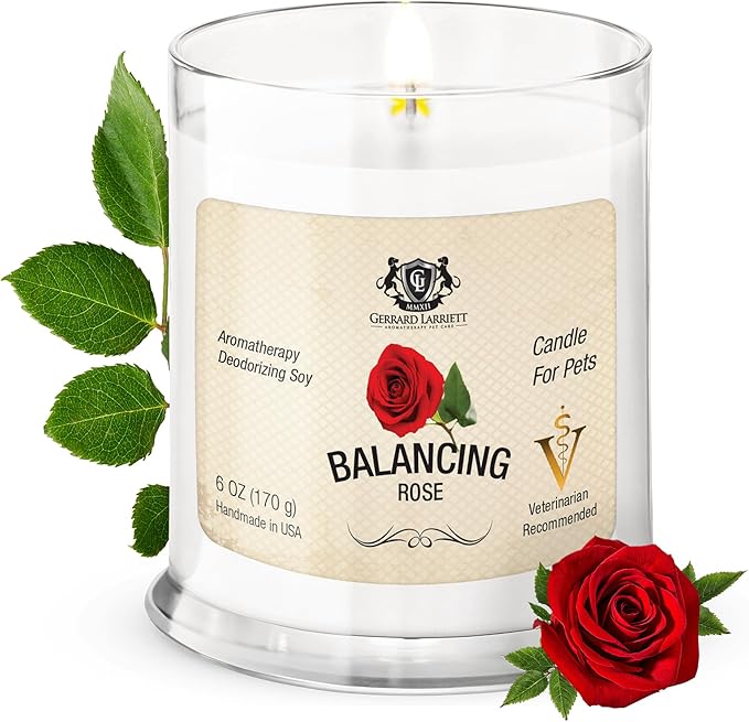 Pet Odor Eliminator Candle Balancing Rose Scented Candle, Calming Candles Aromatherapy for Home Decor, Soy Wax Pet Candles Odor Eliminator for Animal Lover, Aromatherapy by Gerrard Larriett