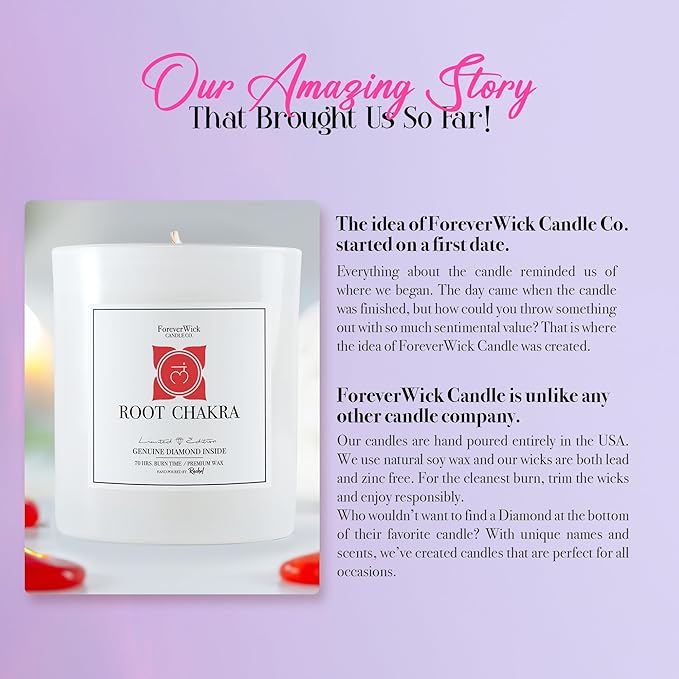 Foreverwick Root Chakra Jar Candle | Natural Soy Wax Candle | Sandalwood Scented | Red Jasper Crystal Jar | Lead & Zinc Free Wick | 14 oz Organic