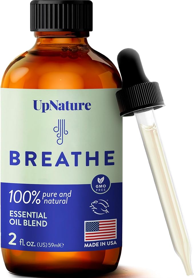 UpNature Breathe Essential Oils Blend (Large 2oz) Essential Oils for Diffusers for Home Humidifier Vaporizer Liquid, Eucalyptus and Menthol Blend, Aromatherapy Oils
