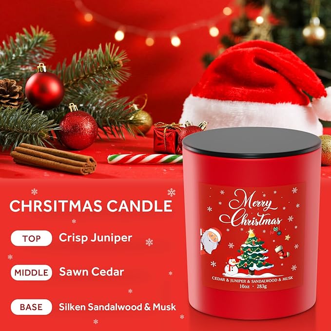 NORVENCE Christmas Candles, 10oz Scented Candles Gifts for Women, Merry Christmas Gifts for Women and Men