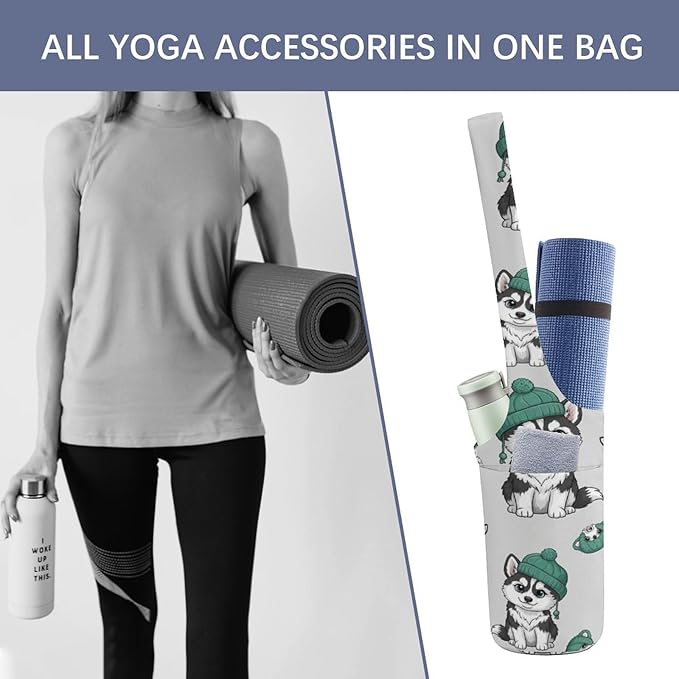 Aiyoolee Yoga Mat Bags, Large Tote Yoga Mat Carrier Holder with Water Bottle Pocket, Adjustable Shoulder Strap Storage Bag