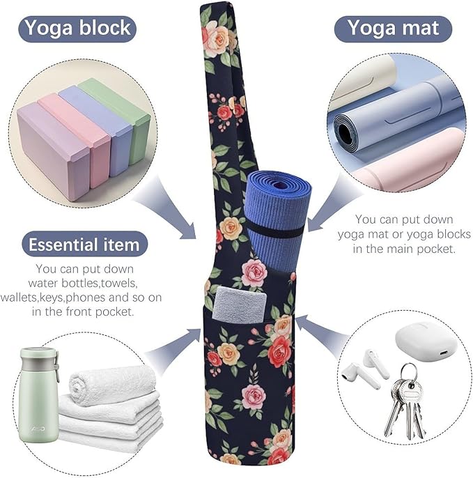 Meaudiwes Stylish Yoga Mat Bags Sports Yoga Totes Fits Most Size Mats Exercise Mat Carrier Storage Bag Yoga Gifts for Women