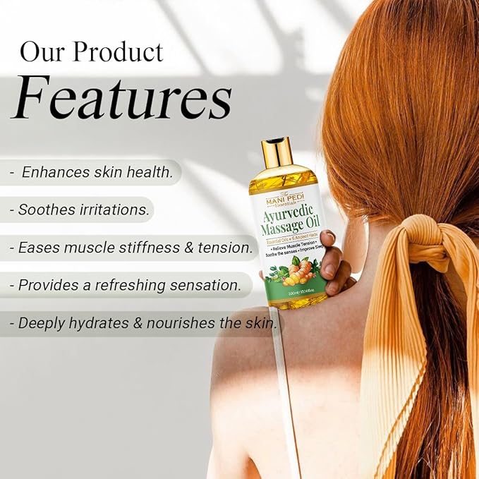 Ayurvedic Massage Oil enriched with Clove, Almond, Lemongrass & Lavender Oils & 6 Ancient Herbs. Relieves Muscle Tensions, Calms Nerves, Soothes. 100% Natural 300ml