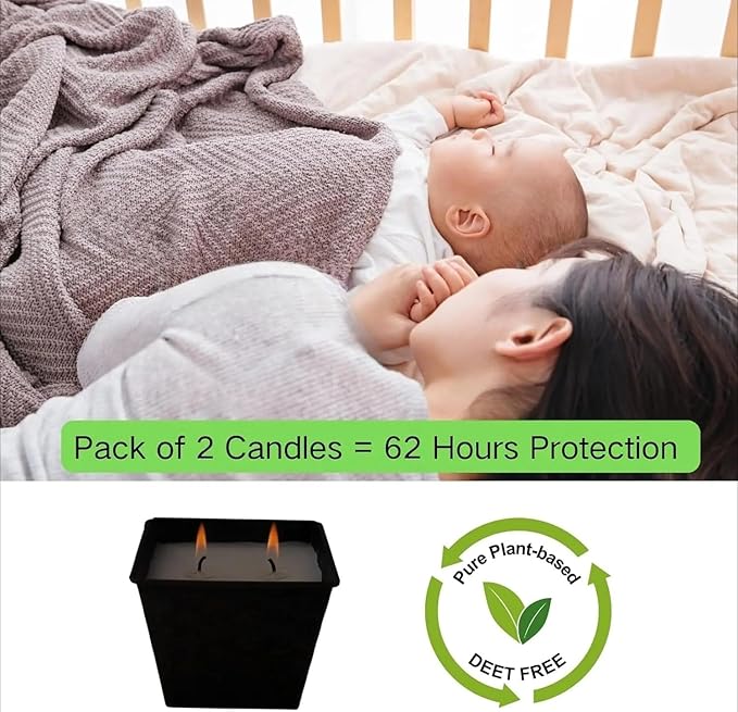 Outdoor Lemon Eucalyptus Candles Pack of 2,Lemongrass Scented Candle Outside for Patio,Jar Candle Long Lasting with 2 Wicks,Table Decorative Candles,Soy Wax Candle Buckets for Backyard