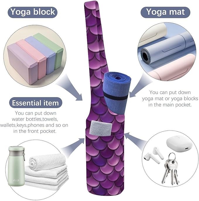Meaudiwes Large Size Yoga Mat Bag with Long Strap, Yoga Mats Carrier Storage Bag, Exercise Mat Holder Accessories