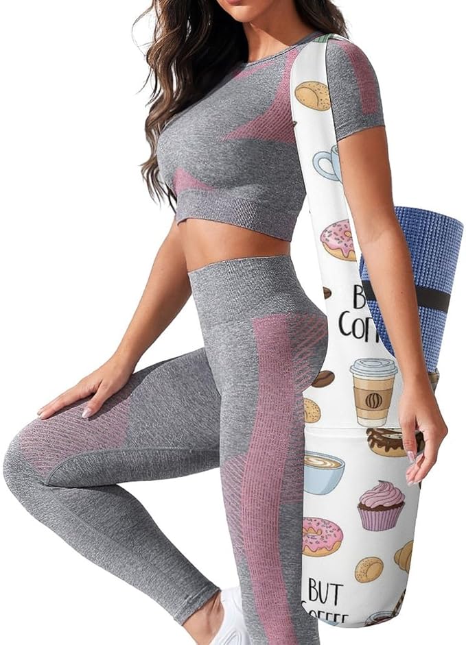Meaudiwes Large Yoga Mat Bag with Long Strap for Women Yoga Accessories Sports Storage Bags Exercise Mats Tote Sling Carrier Bag
