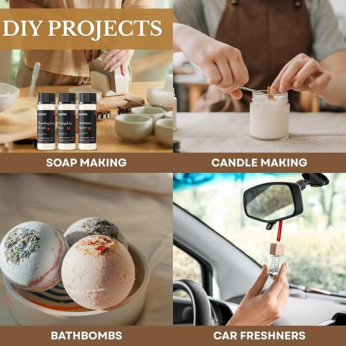 Scentia Bakery Essential Oils Set for Diffuser & Candle Making – Pumpkin, Autumn Spice & Warm Dessert Fragrance Oils – 3 Cozy Aromatherapy Scents, 20ml DIY Craft Gift Set, Made in USA