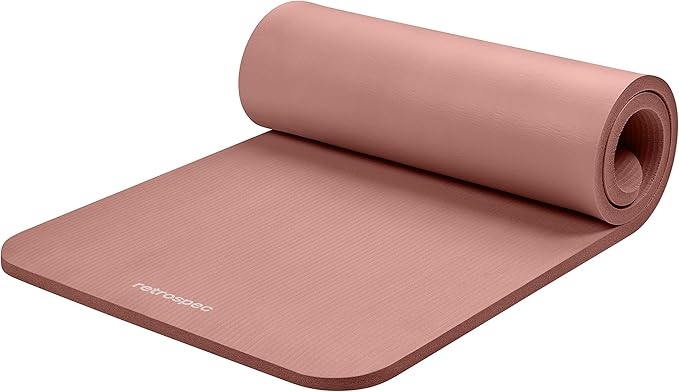 Retrospec Solana Yoga Mat 1" Thick w/Nylon Strap for Men & Women - Non Slip Exercise Mat for Home Yoga, Pilates, Stretching, Floor & Fitness Workouts