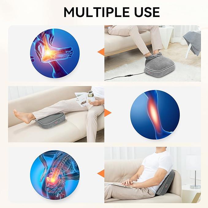 Snailax Foot Massager with Heat, Heated Foot Warmer Under Desk, Vibration Feet Massager Machine with 3 Vibrating Modes & 2 Heating Levels, Remote Control, Foot Heater