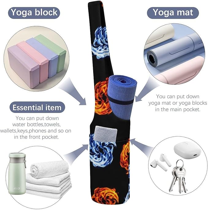 Aiyoolee Spacious Yoga Mat Storage Bag Single Shoulder Portable Carrier with Pocket for Gym Yoga Fitness