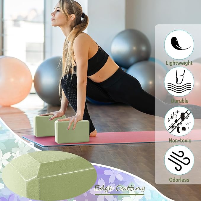 Outus 20 Pcs Yoga Blocks Bulk 9 x 6 x 3 Inch High Density Bricks to Improve Strength Flexibility Balance Soft Non Slip Gymnastic Blocks for Yoga Sports