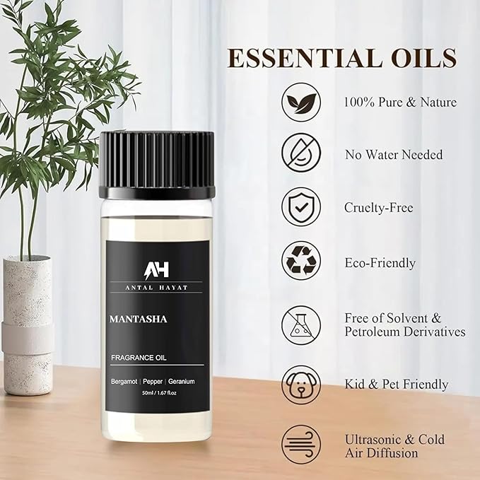 Hotel Scents Diffuser Oil Mantasha 50ml – Inspired by Sauvage EDP – Bergamot, Pepper & Geranium – Premium Fragrance Oil for Waterless & Ultrasonic Diffuser – Luxury Scent Refill for Home & Office