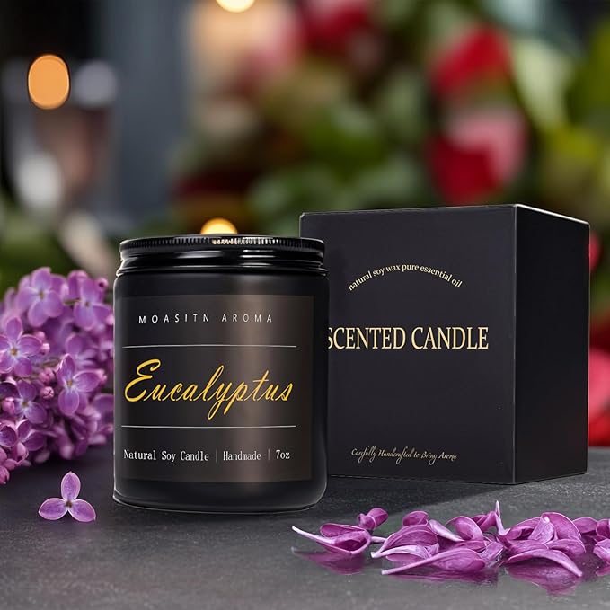 MOASITN Eucalyptus Natraul Soy Candle| Mint,Eucalyptus,Basil Heavenly Scented Candel for Home Aromatheraphy| Handmade,Long Lasting,Clean Burn| Women,Men Gift for Relaxing,Housewarming,Birthday|7oz