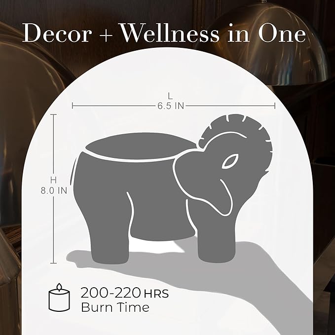 Luxury Elephant Scented Candle – Large 28oz Jar with Soy Wax Blend & 2 Cotton Wicks – Long Burn Time 180–240 Hours – Fall Candles, Fall Scented Candles, Soy Candle for Home & Holiday Décor (Black)
