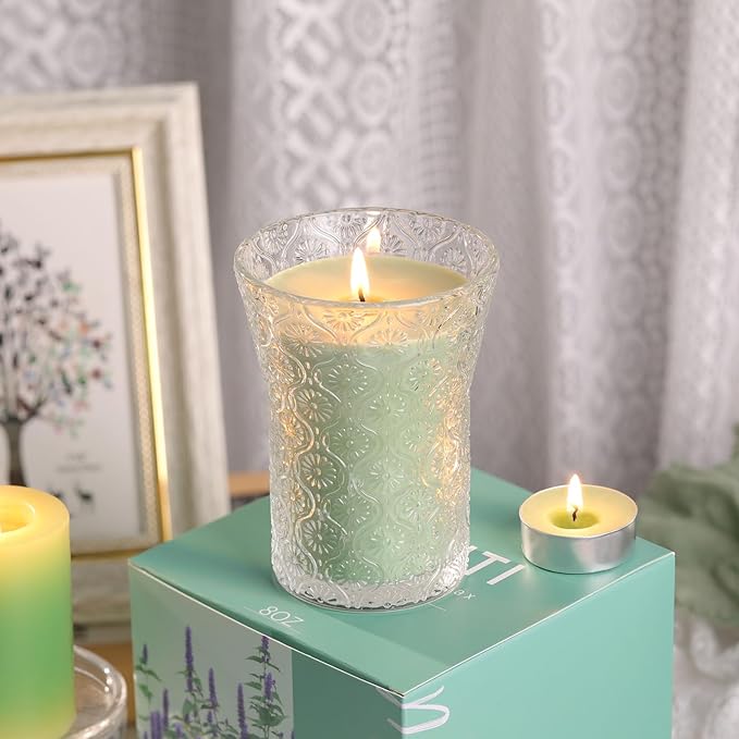 Eucalyptus & Alpine Sage Scented Candle, Galentines Valentines Mother's Day Soy Jar Candles Gift for Men Women,8 OZ Aromatherapy Candles for Home Decor