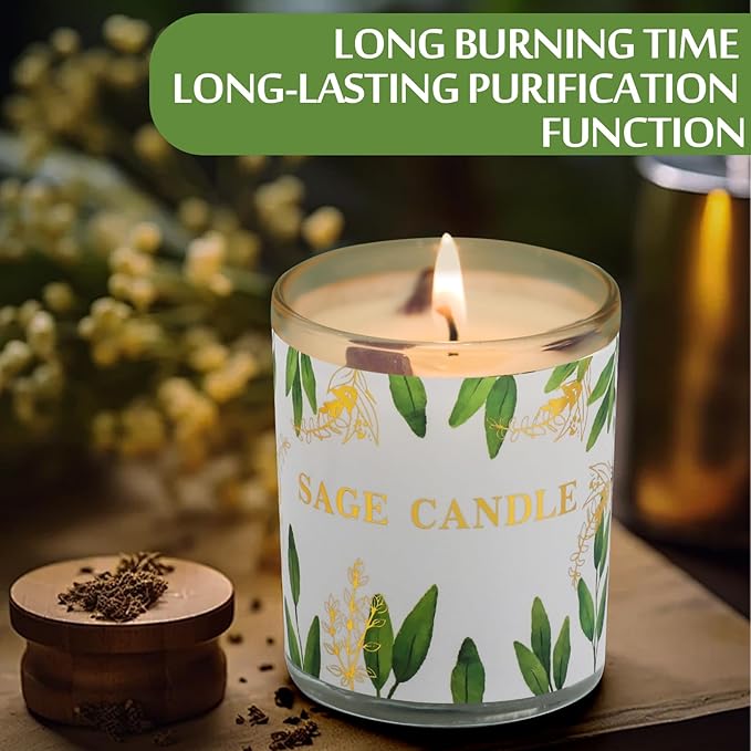 Candles, 6 Pack Sage Candle for Cleansing House Negative Energy, Scented Candles Gifts Set for Women, Crystal Candle Clearance with Crystal Healing Stones, Alternative to Smudge Sticks, Relax & Mind