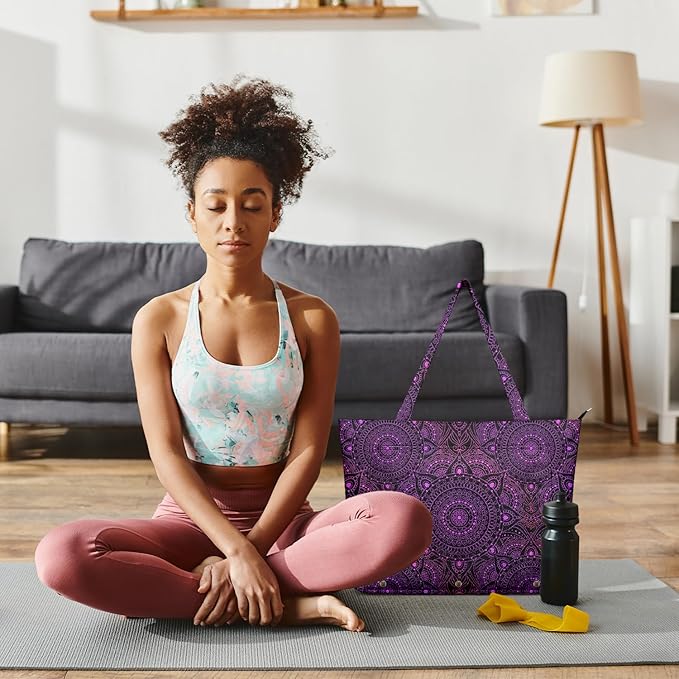 Adalore Women's Yoga Bag with Yoga Mat Carrier - Large Mat Pocket Fitness Tote for Pilates, Gym, Travel, Office & Beach