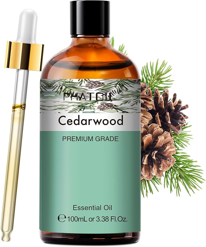 PHATOIL Cedarwood Essential Oil 100mL Pure - Natural Aromatherapy Oil for for Hair Care, Body Skin Care, DIY Candle, Soap Making 3.38Fl Oz