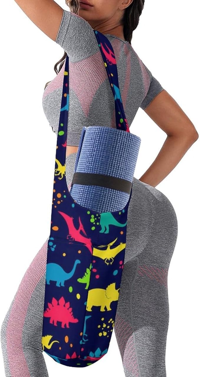 Meaudiwes Yoga Mat Bag for Women, Stylish Yoga Mat Tote Sling Carrier Bag, Long Strap Exercise Mats Totes Sport Storage Bag