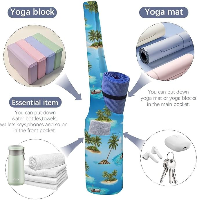 Aiyoolee Fashion Yoga Mat Bag with Large Pocket, Long Tote Yoga Bag Fit Most Mats Accessories