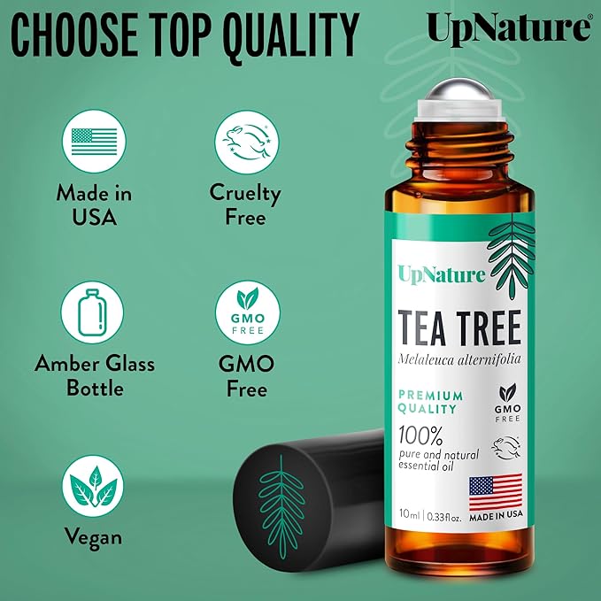 UpNature Tea Tree Essential Oil Roll On - 100% Natural Tea Tree Oil for Skin