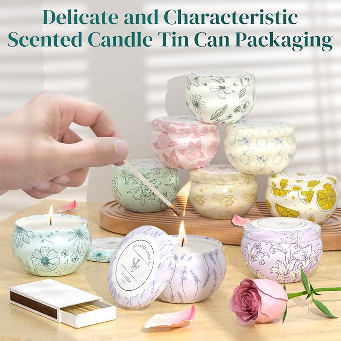 WarmEmbrace Scented Candles, Candle Set of 9, Long-Lasting Candles for Women, Candle Present Set for Birthday, Christmas, Mother’s Day