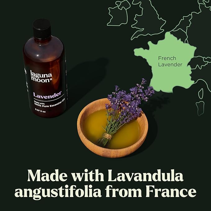 Lagunamoon Lavender Essential Oil - Pure Essential Oils for Diffusers, Humidifiers, Aromatherapy, Cars, Yoga, Home Essentials - Relaxing Fragrance Scents for Fresheners and Candle Making (150ml)