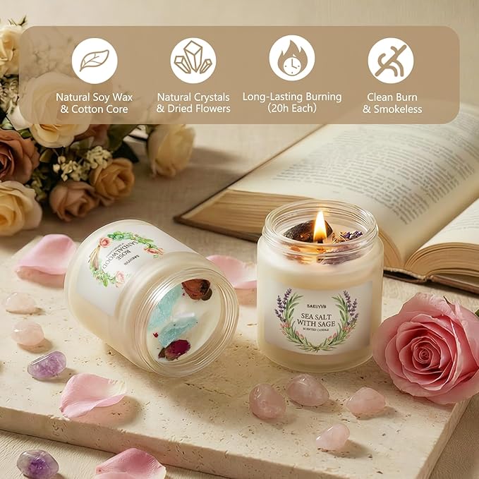 8 Pack Scented Candles for Home,3.5oz Crystal Soy Candles-200 Hour Long Lasting,Aromatherapy Candle Sets for Women Gift,Perfect for Valentine's Day,Mother's Day, Birthdays, Anniversaries
