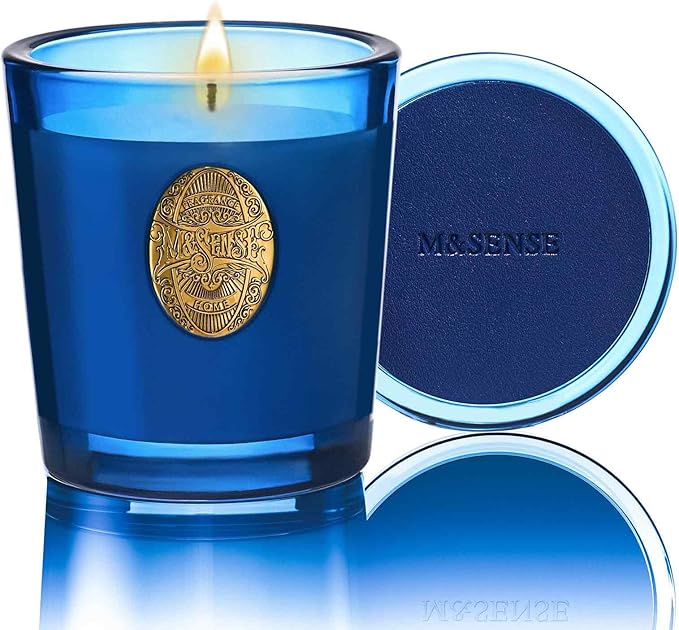 M&SENSE Natural Summer Soy Candle | Ocean Dream & Blule | 9.2 oz, 50H Burn Time | Luxury Scented Candle for Relaxation, Gifting, Home Décor | Ideal for Bedroom, Office, Party Ambiance