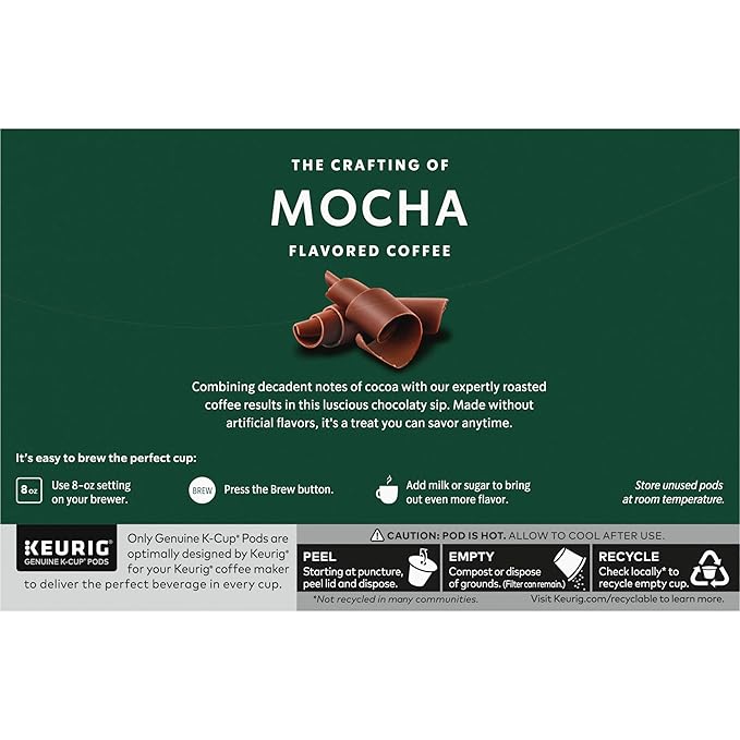Starbucks K-Cup Coffee Pods, Flavored Hot or Iced Coffee, Mocha, 60 Keurig Pods