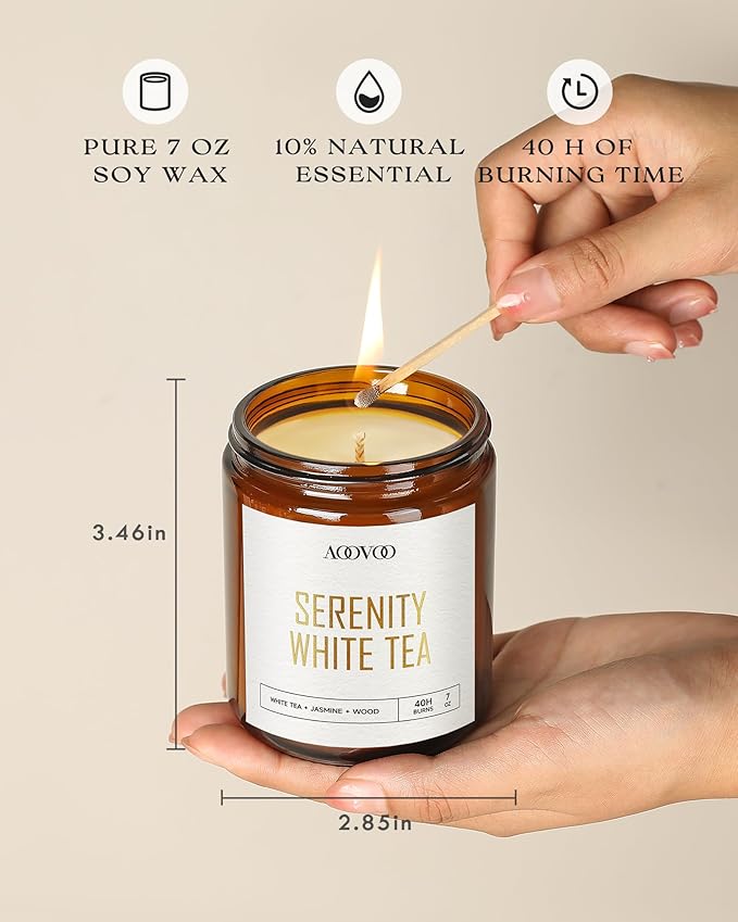 AOOVOO Healing Candle Set - 4PC Scented Candles, 28 oz Soy Candles, Soy Candle for Home Scented, Calm Lavender/Serenity White Tea/Harmony Pear/Balance Cedar